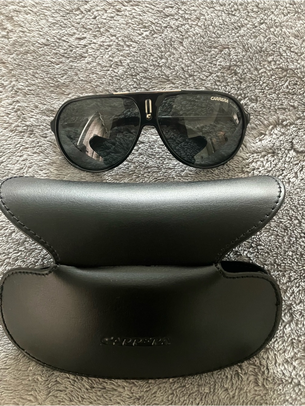Carrera Black Aviator Sunglasses with Black Lenses